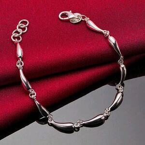 925 Silver Plated Teardrop Bracelet Women's Vtg Boho Fashion Birthday Gift